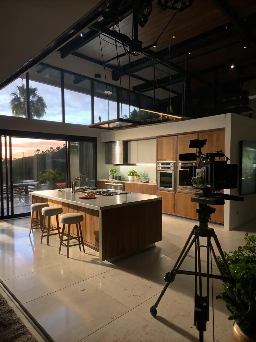 A vibrant photograph showcasing a newly remodeled kitchen in a modern home in Tampa, Florida, highlighting the quality of work by Florida Remodel and Paint.