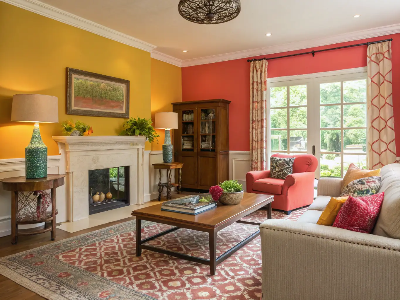 A freshly painted living room with a smooth, even finish and vibrant color, demonstrating Florida Remodel and Paint's attention to detail in interior painting.